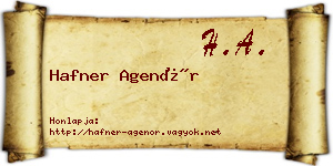 Hafner Agenór névjegykártya